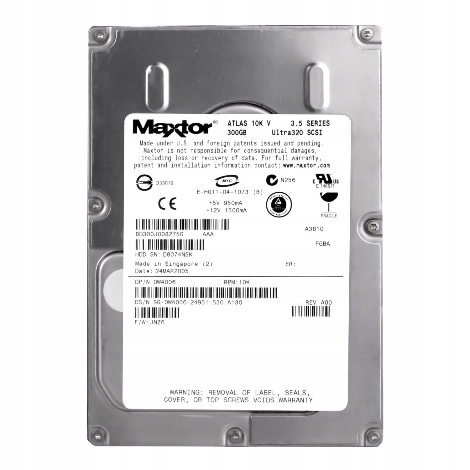 Dell 0W4006 300GB 10K 8MB Scsi U320 3.5'' 8D300J0