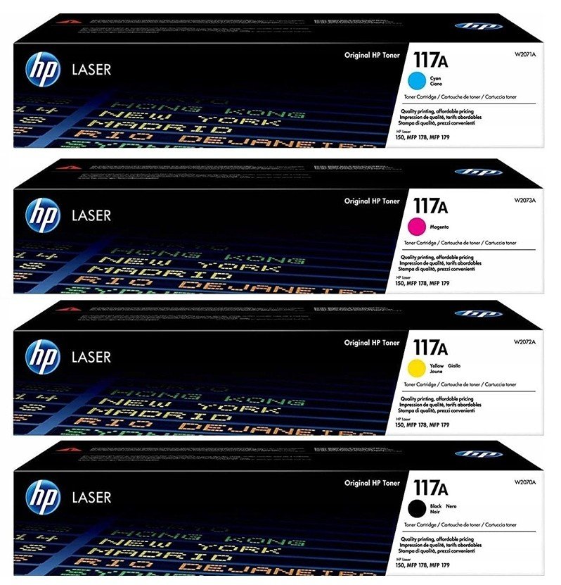 Sada 4xHP 117A W2070A W2071A W2072A W2073A Cmyk