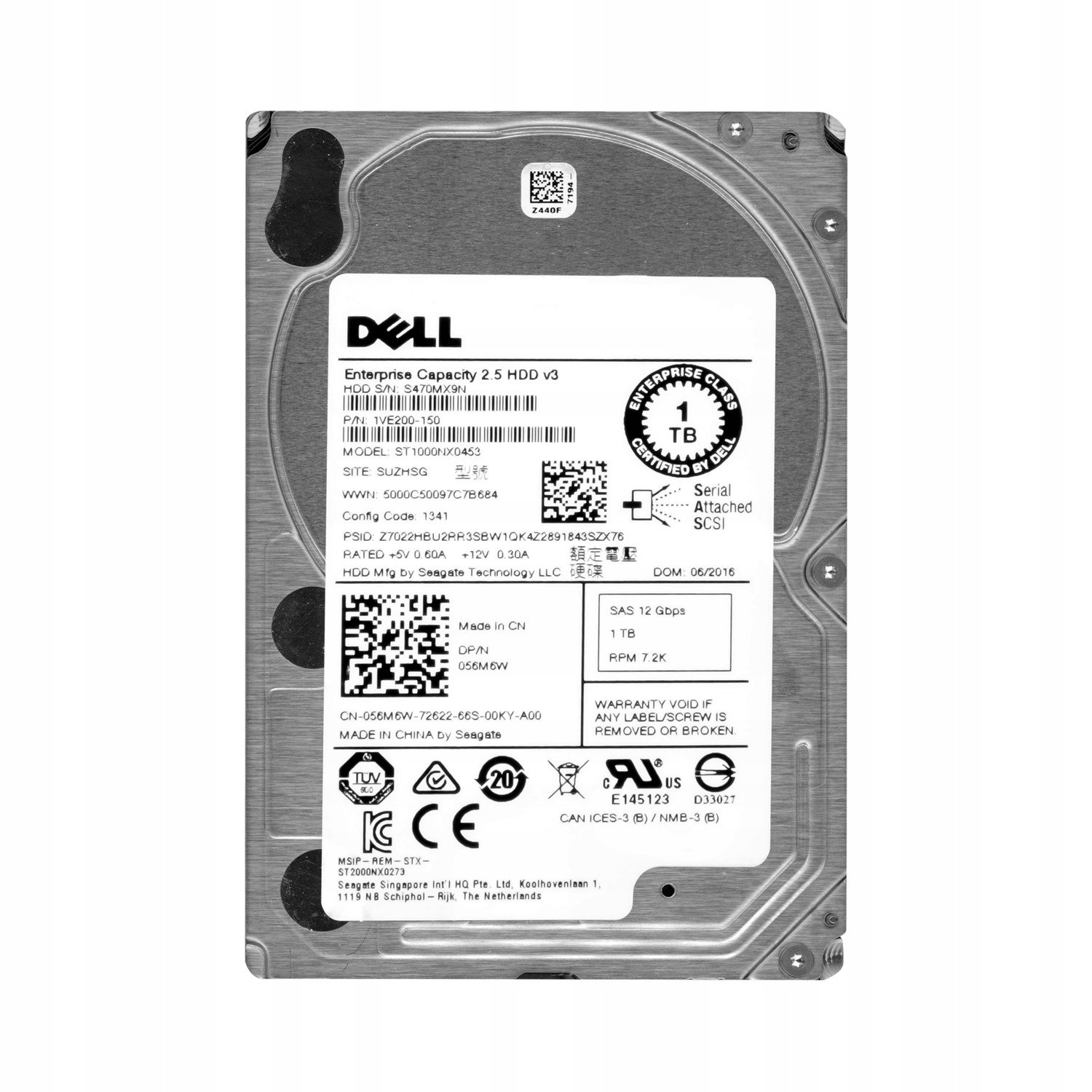 Dell 056M6W 1TB 7.2K 128MB SAS-3 2.5' ST1000NX0453