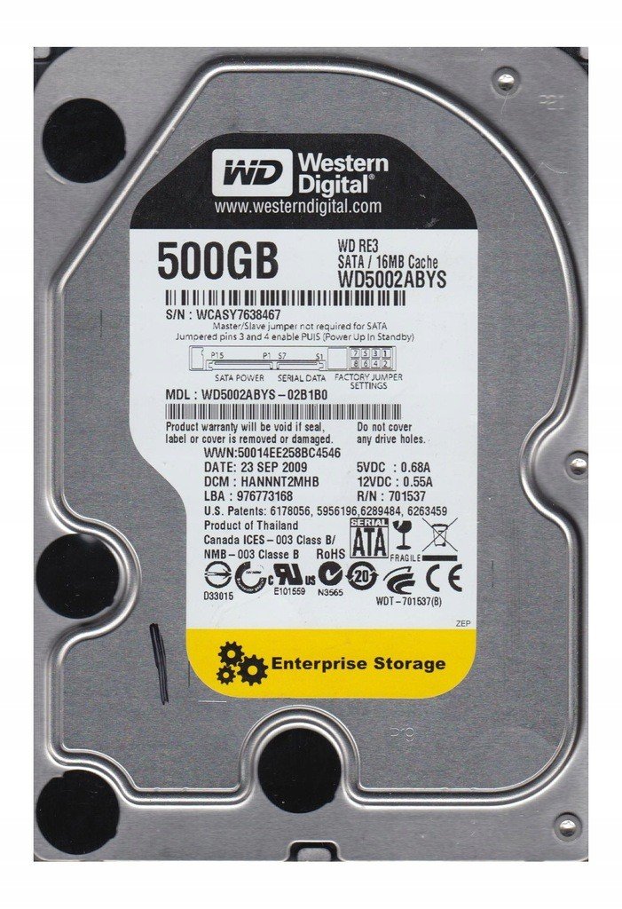 Pevný Disk Western Digital 500GB 3,5 WD5002ABYS