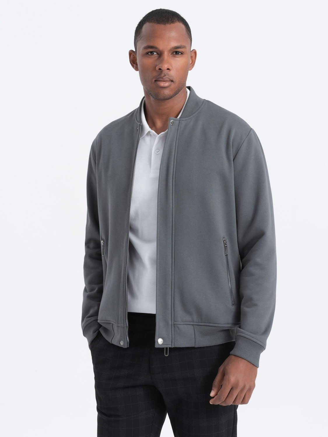 Ombre Men's unbuttoned bomber jacket - gray