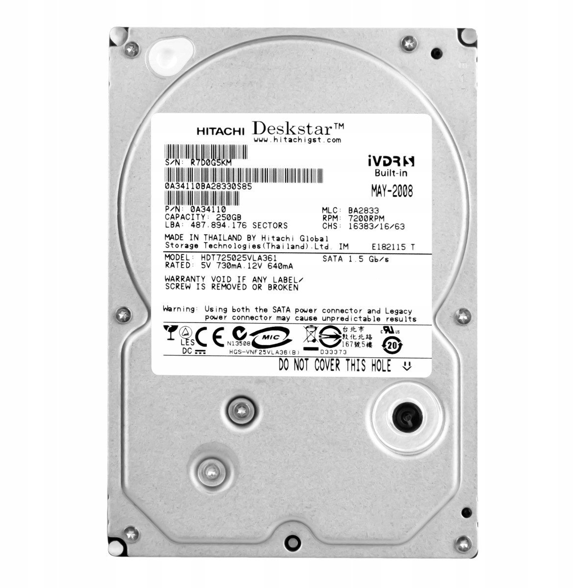 250GB 7,2K 16MB Sata 3,5'' HDT725025VLA361