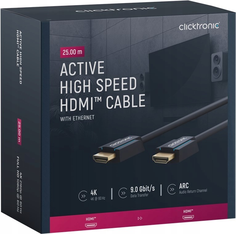Clicktronic Aktivní Hdmi kabel 2.0 4K 60Hz 25m