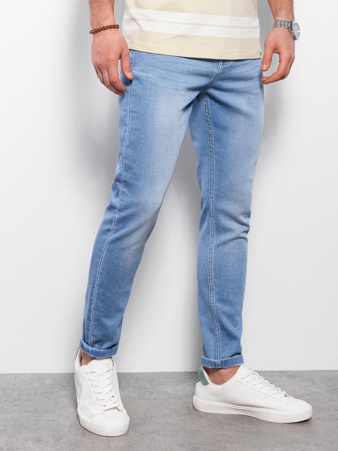 Ombre Men's denim pants SKINNY FIT - light blue