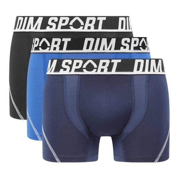 DIM SPORT MICROFIBRE BOXER 3x - Men's sports boxer briefs 3 pcs - black - blue