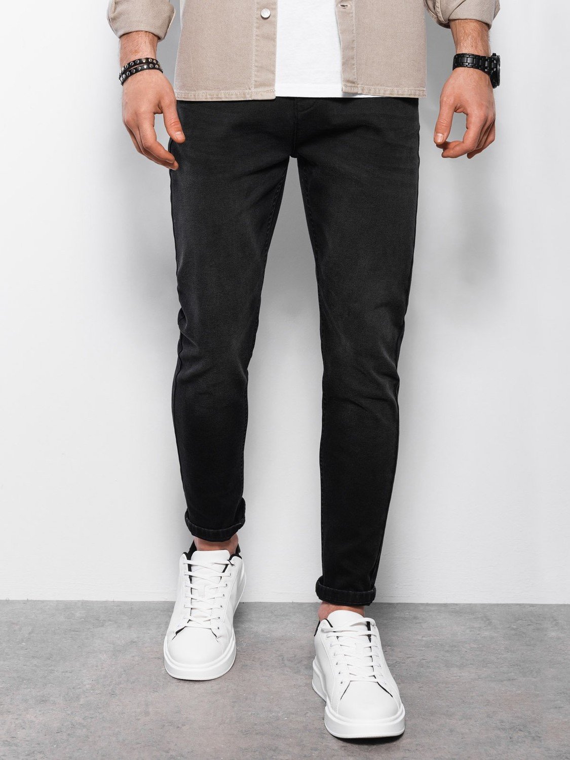 Ombre Men's denim pants CARROT FIT - black