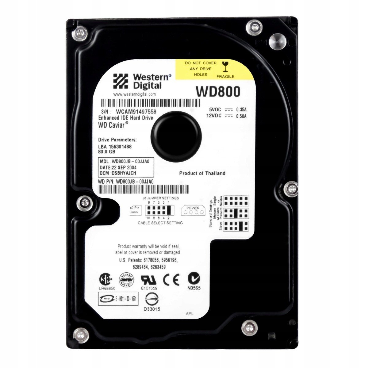 Wd Caviar 80GB 7.2K 8MB Ata 3.5' WD800JB-00JJA0