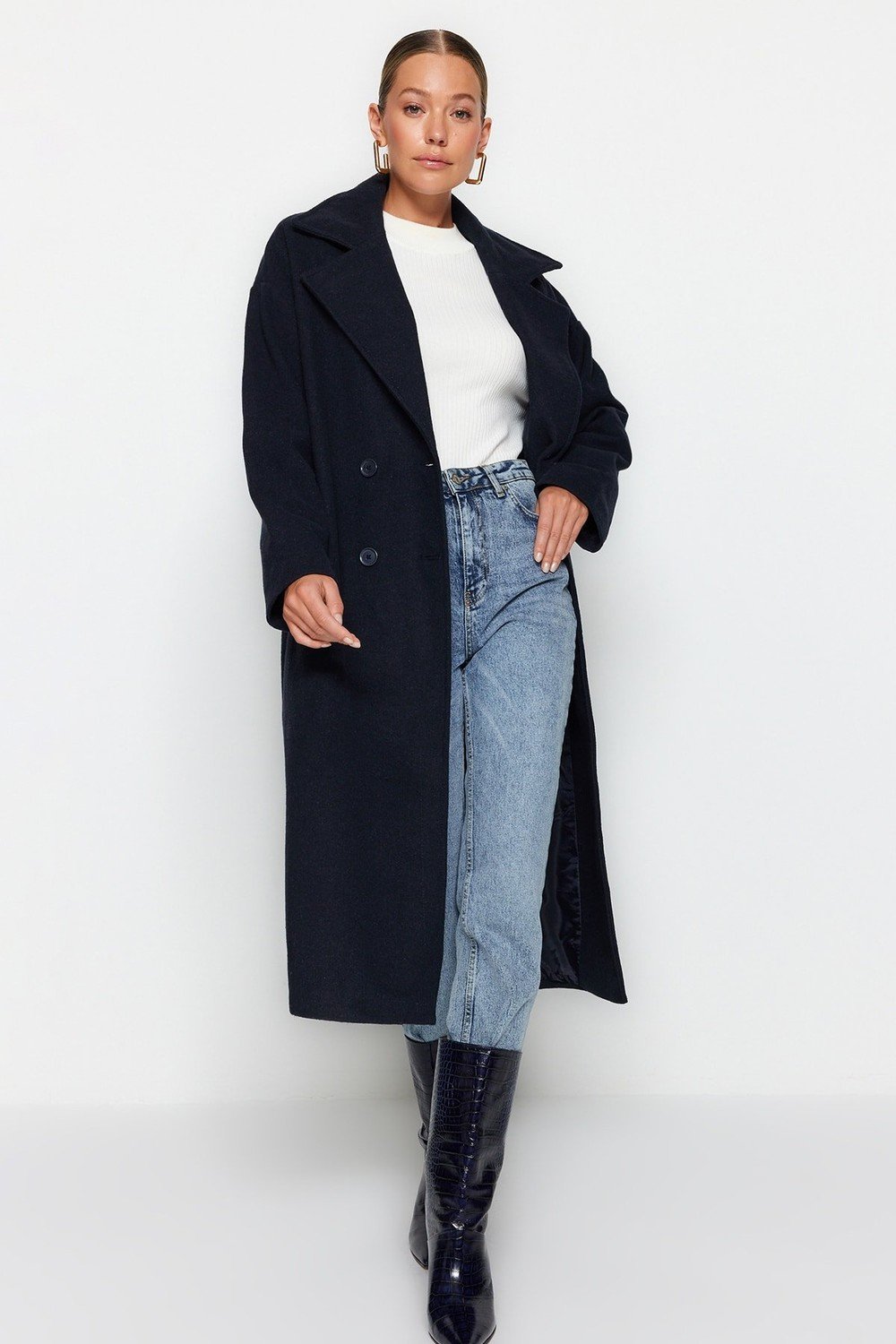 Trendyol Coat - Dark blue - Basic