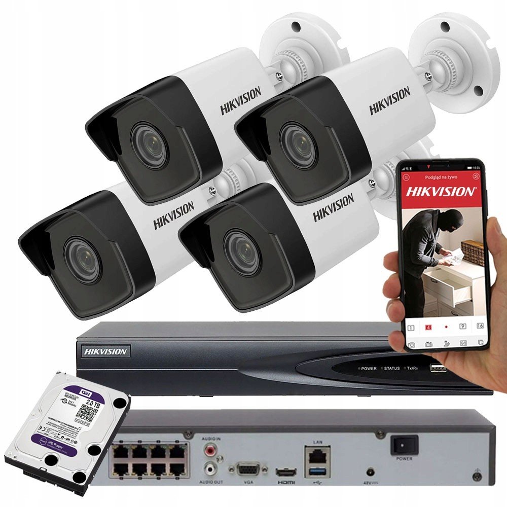 Monitorovací Sada Hikvision 4 Kamery 4MPX Ip Poe