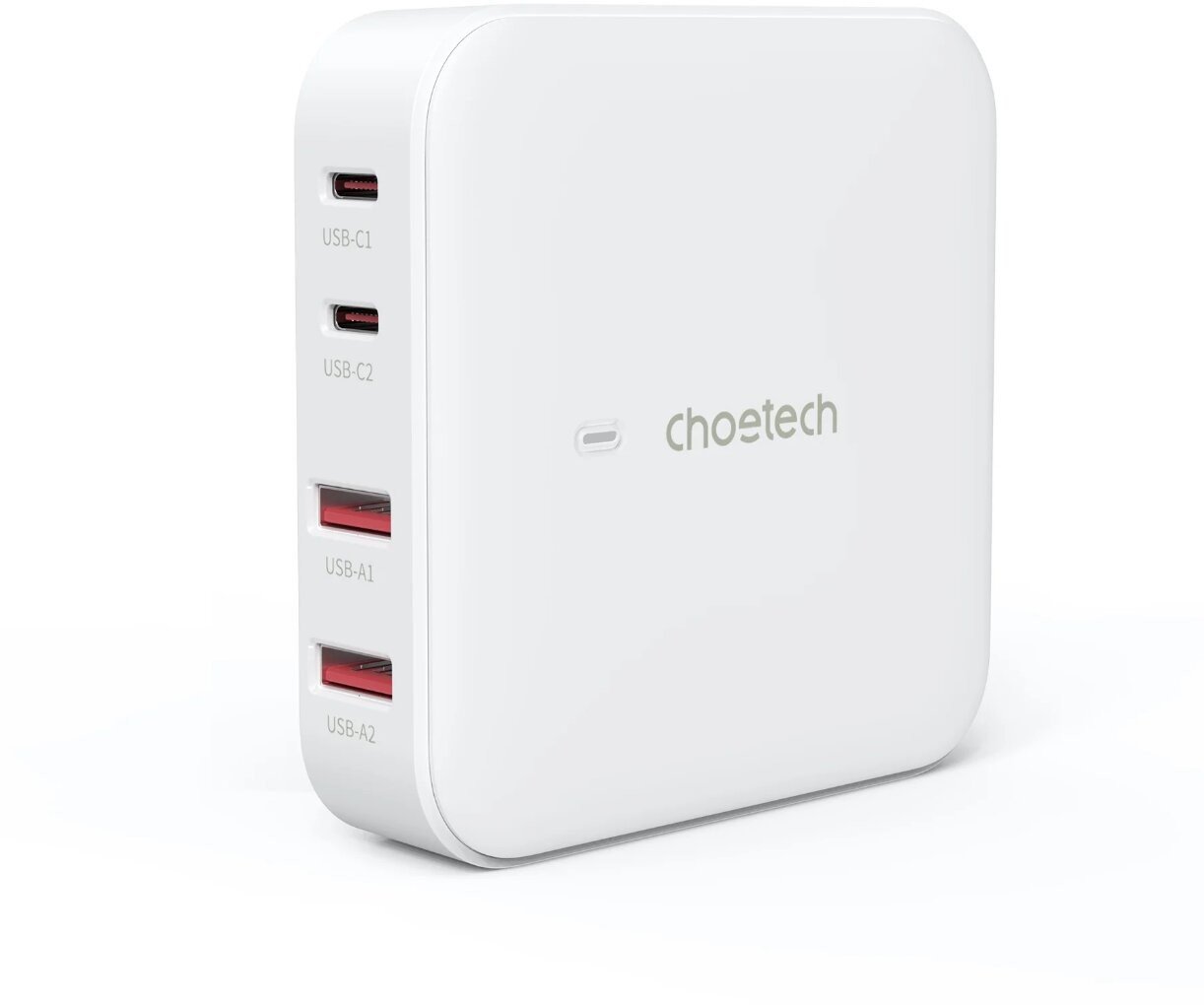 Choetech stolní nabíječka PD8008, 2xUSB-C, 2xUSB-A, GaN, 100W, bílá - PD8008-EU-WH