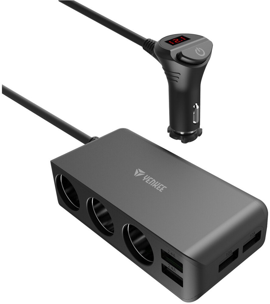 YENKEE nabíjecí adaptér do auta YAC 450, 4x USB-A, 3x 12V, černá - 35057673