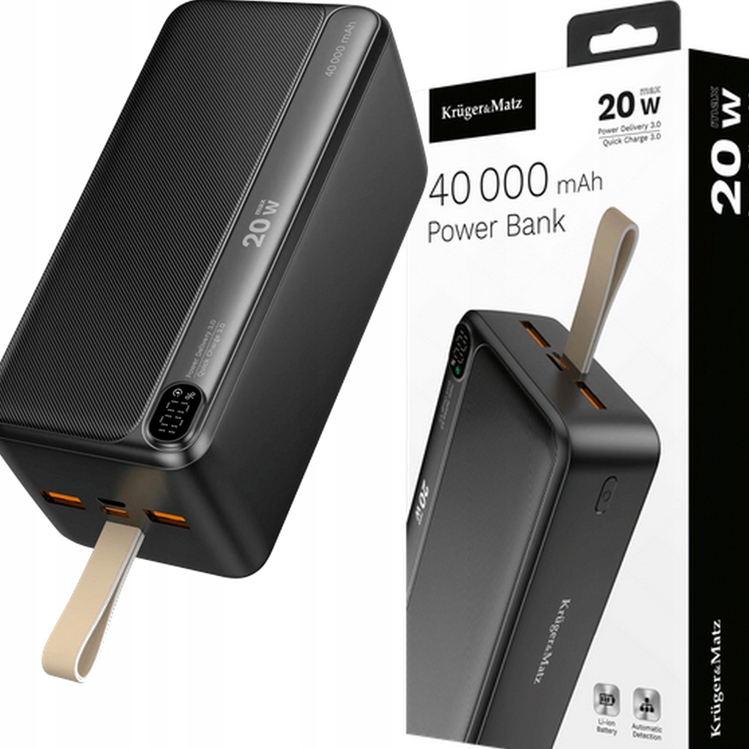 Powerbanka 2X Rychlé Nabíjení Usb-c Micro 40000mAh
