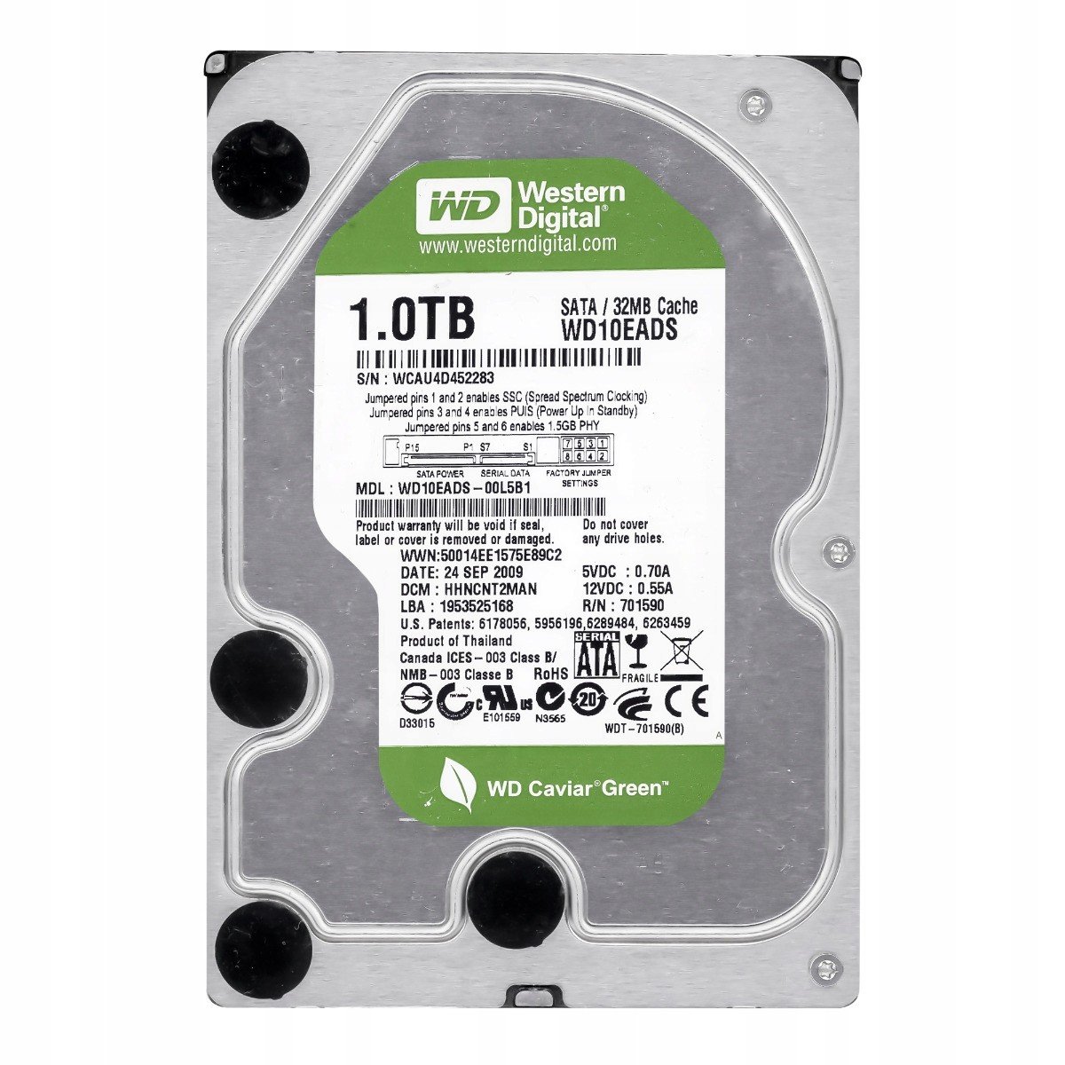 Wd Green 1TB 5.4k 32MB Sata II 3.5'' WD10EADS