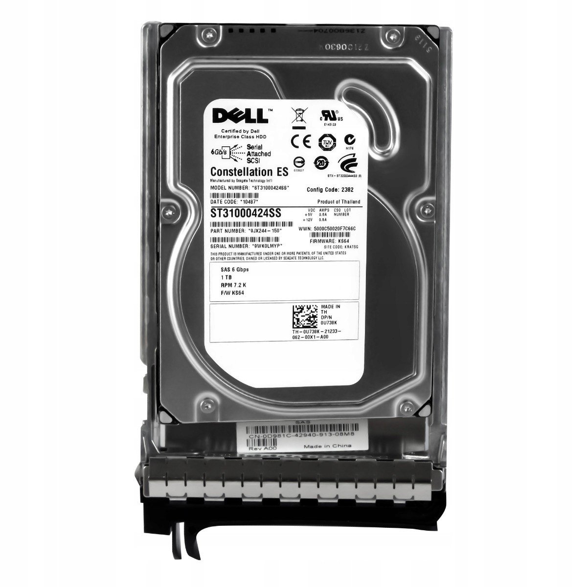 Dell 0U738K 1TB 7.2K 16MB SAS-2 3.5'' ST31000424SS