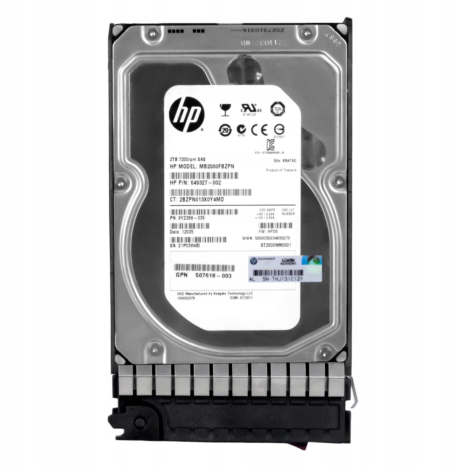 Hp 649327-002 2TB 7,2K 64 Mb SAS-2 3,5 'MB2000FBZPN