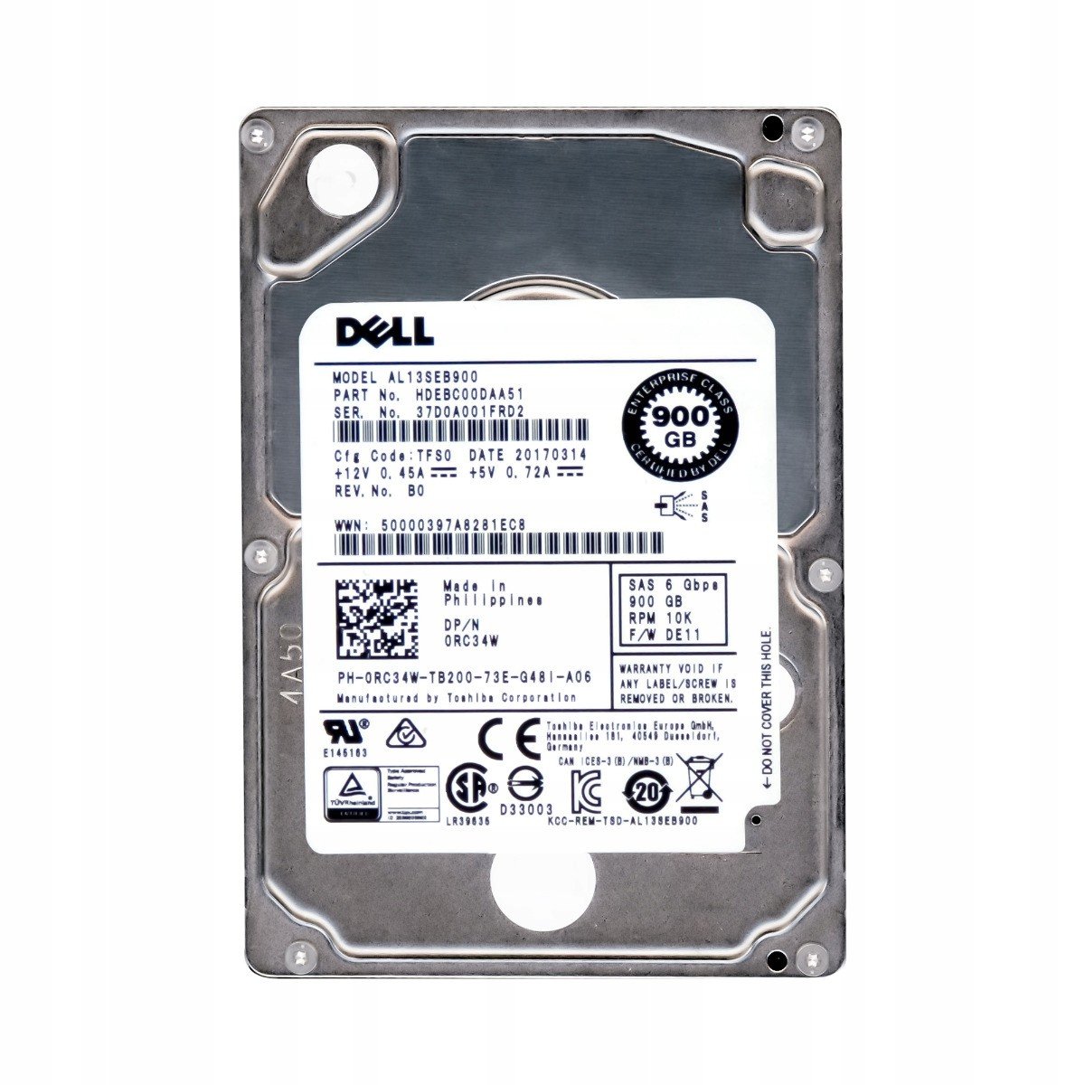 Dell 0RC34W 900GB 10K 64MB SAS-2 2.5'' AL13SEB900