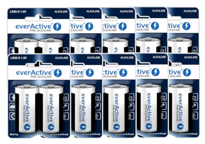 Profesionální alkalické baterie everActive LR20