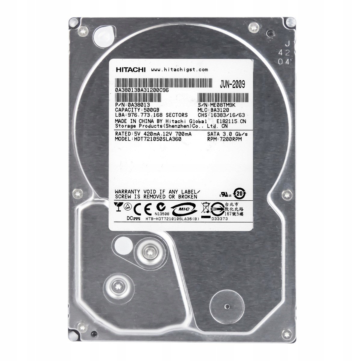 500GB 7.2K Sata II 3.5'' HDT721050SLA360