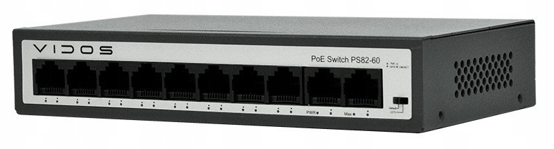 PoE přepínač PS82/60 8xPoE 2xUplink 60W Vidos