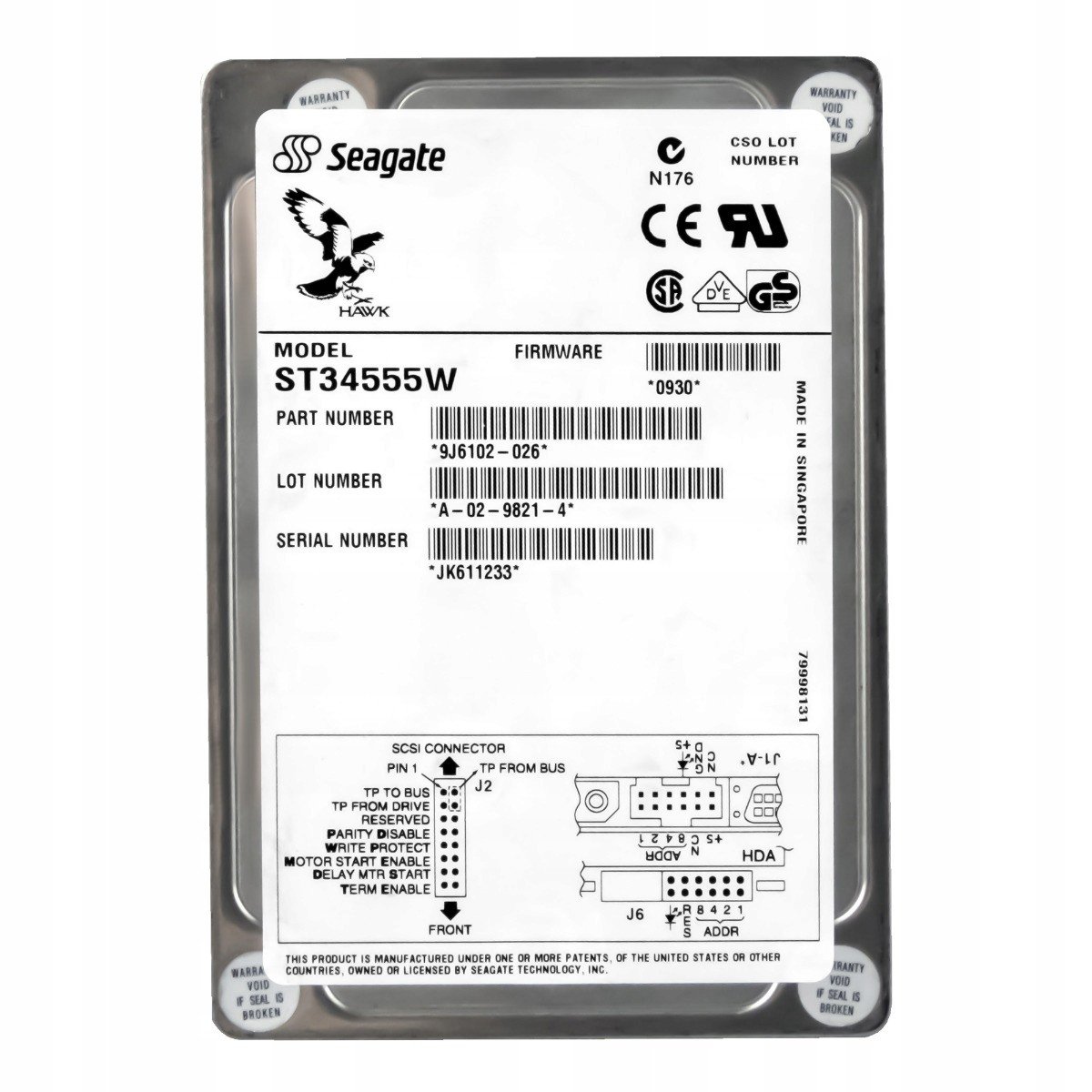 Seagate Hawk 4XL 4.5GB 7.2K Scsi 3.5'' ST34555W