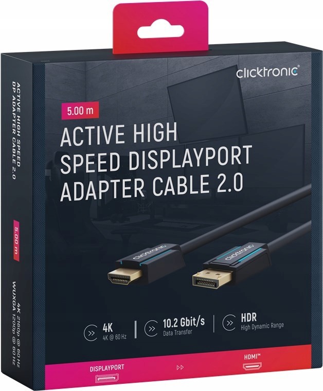 Clicktronic kabel DisplayPort Dp Hdmi 2.0 4K 5m