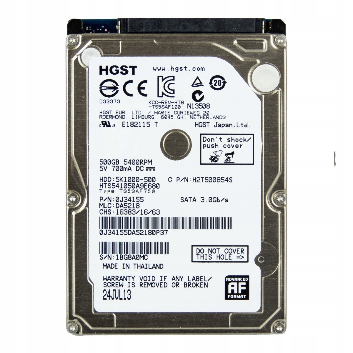 Hgst 500GB 5.4K 8MB Sata III 2.5'' HTS541050A9E680