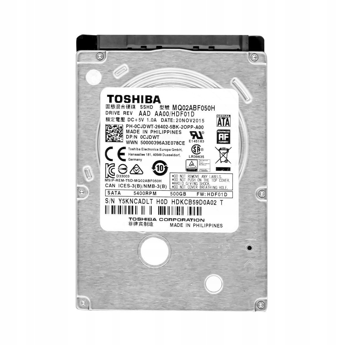 Toshiba 500GB 5,4k 64MB Sata III 2,5'' MQ02ABF050H