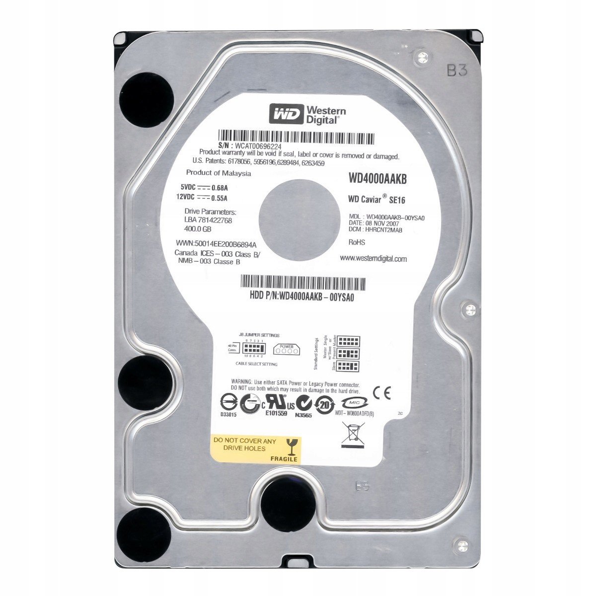 Wd Caviar 16 400GB 7.2K 16MB Ata 3.5' WD4000AAKB