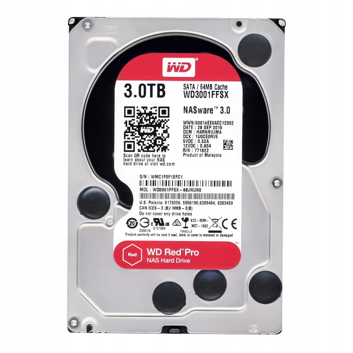 Wd Red Pro 3TB 7,2K 64MB Sata III 3,5'' WD3001FFSX