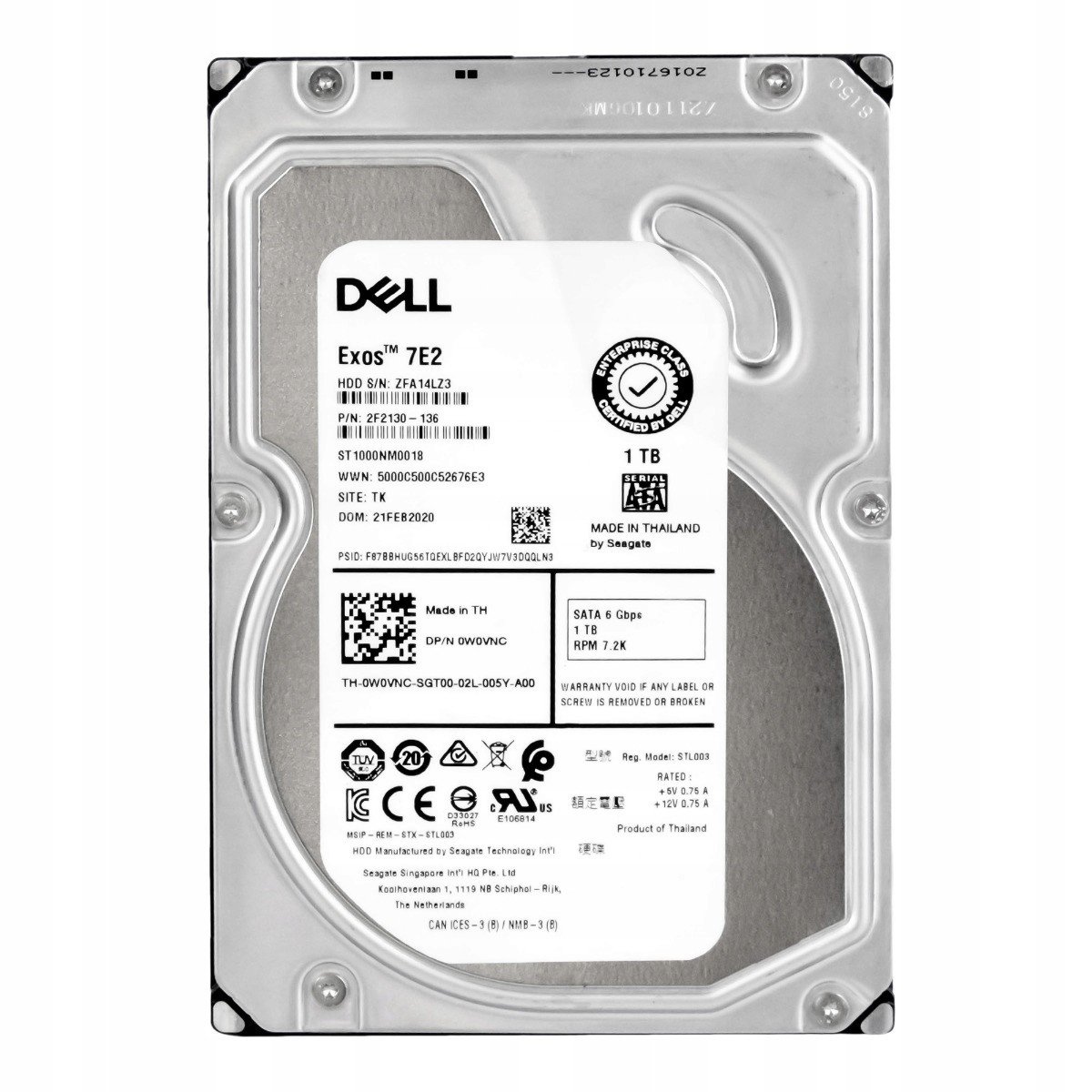 Dell 0W0VNC 1TB 7.2K Sata III 3.5'' ST1000NM0018