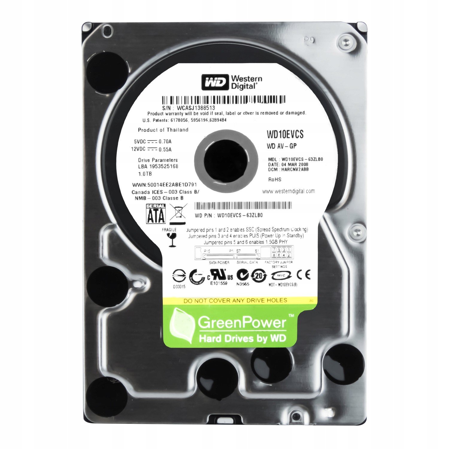 Wd Av-gp 1TB 7.2K 16MB Sata II 3.5'' WD10EVCS