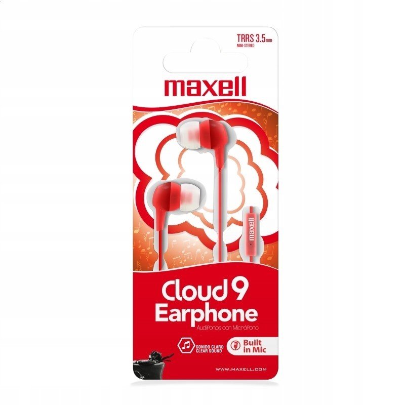 Maxell špuntová sluchátka Eb-cloud 9 Red