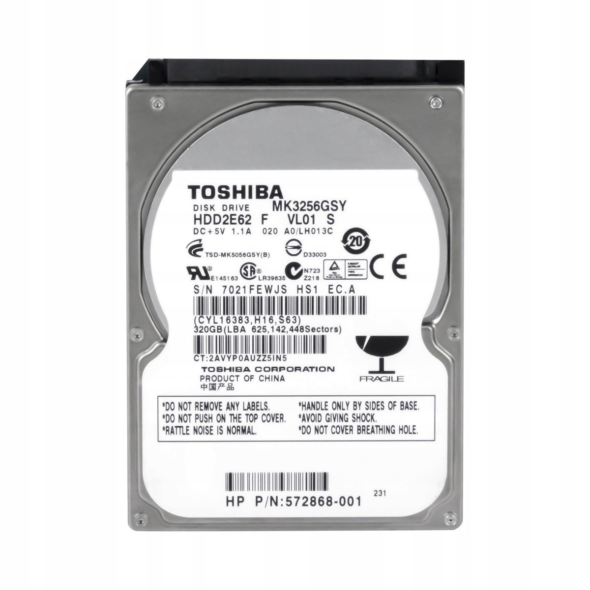 Toshiba 320GB 7.2K 16MB Sata II 2.5'' MK3256GSY