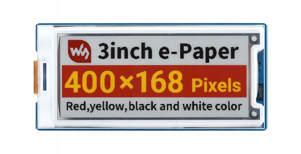 3palcový elektronický papír (g) 400 × 168 červená/žlutá/černá/bílá