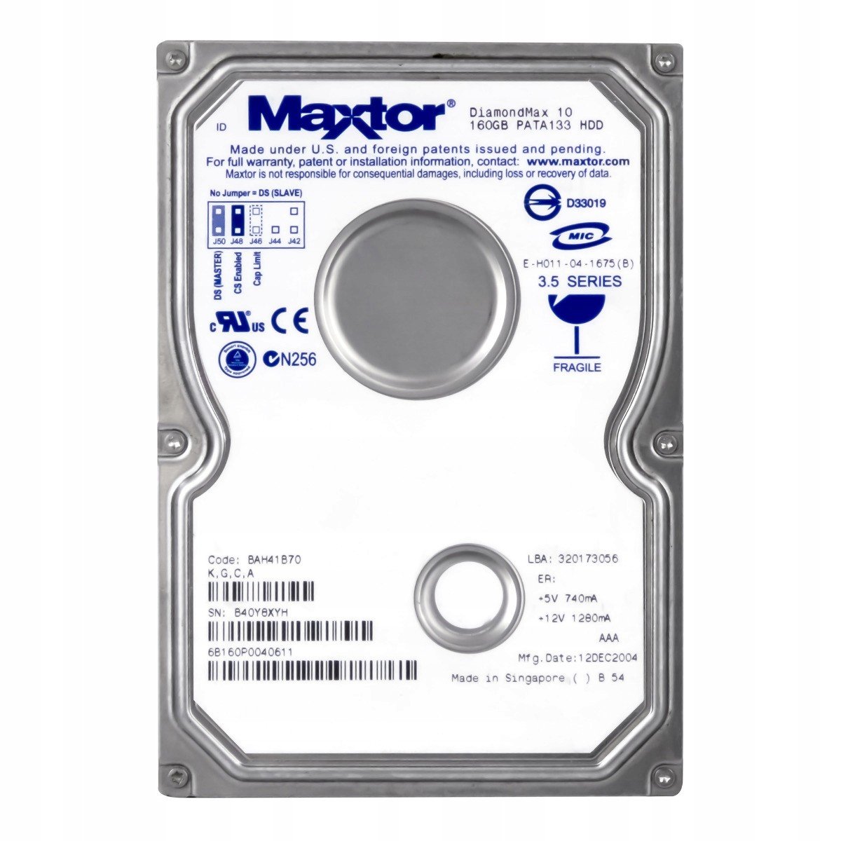 Maxtor DiamondMax 10 160GB 7.2K Ata 3.5'' 6B160P0