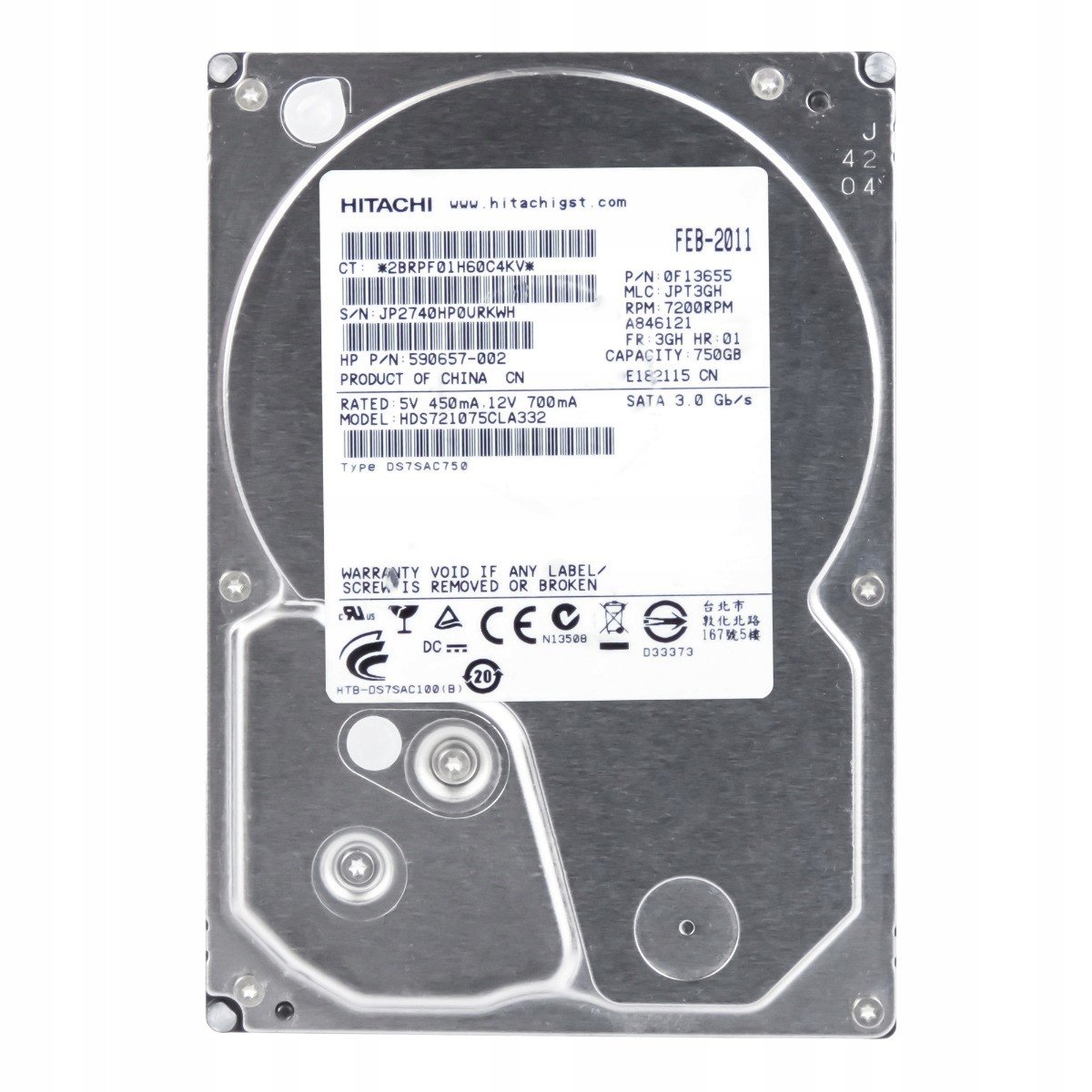 750GB 7.2K Sata II 3.5'' HDS721075CLA332