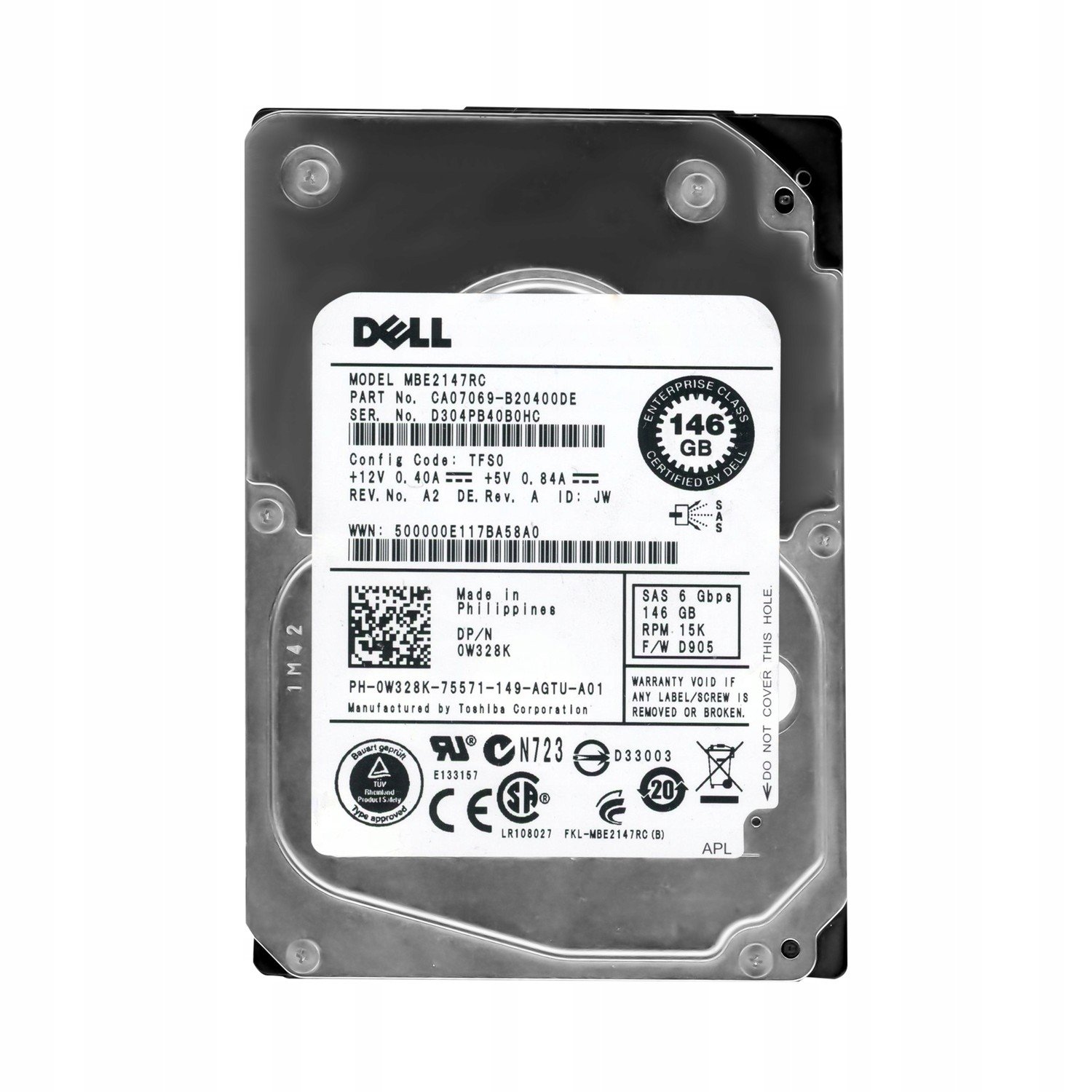Dell 0W328K 146GB 15K 16MB SAS-2 2.5'' MBE2147RC