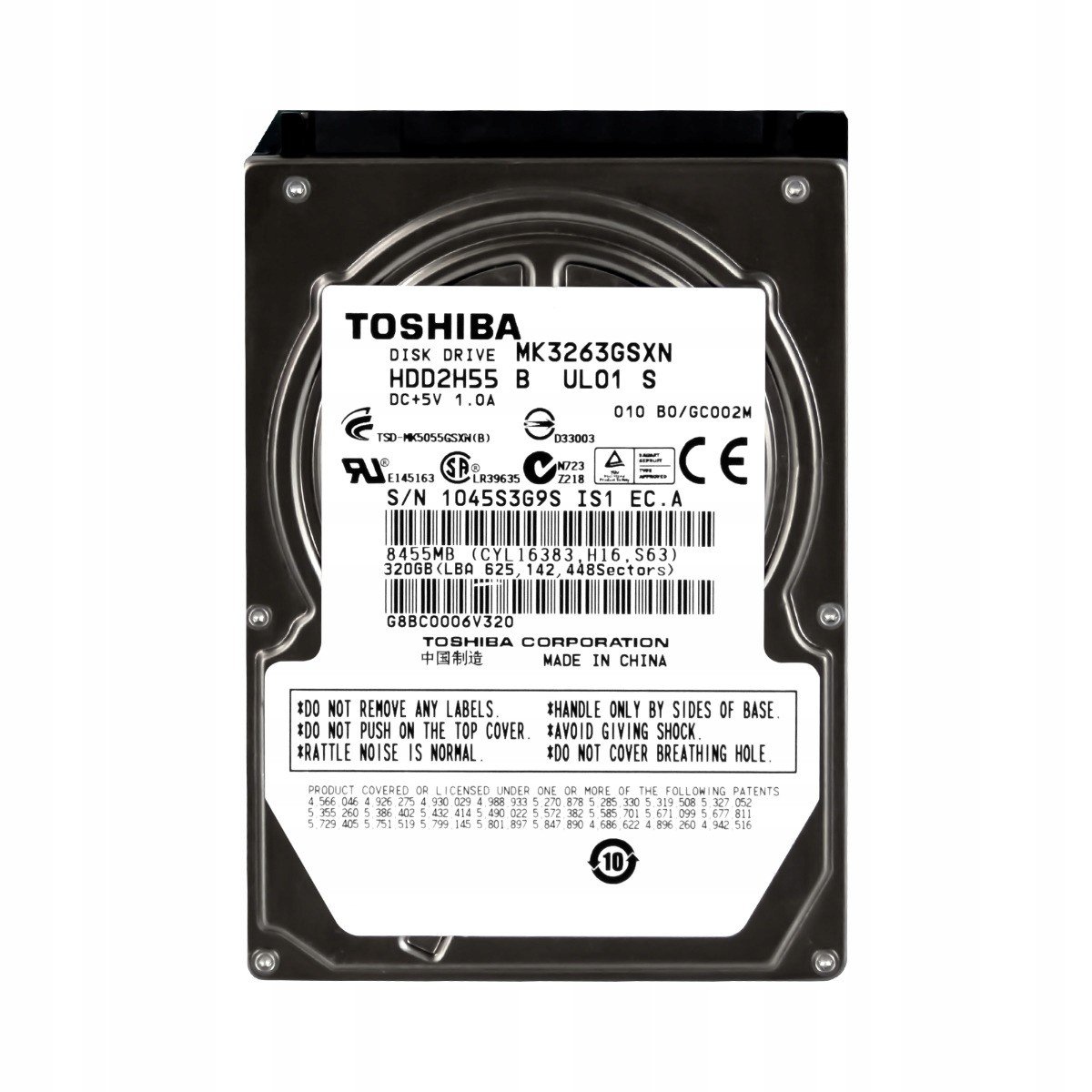 Toshiba 320GB 5,4K 8MB Sata II 2,5'' MK3263GSXN