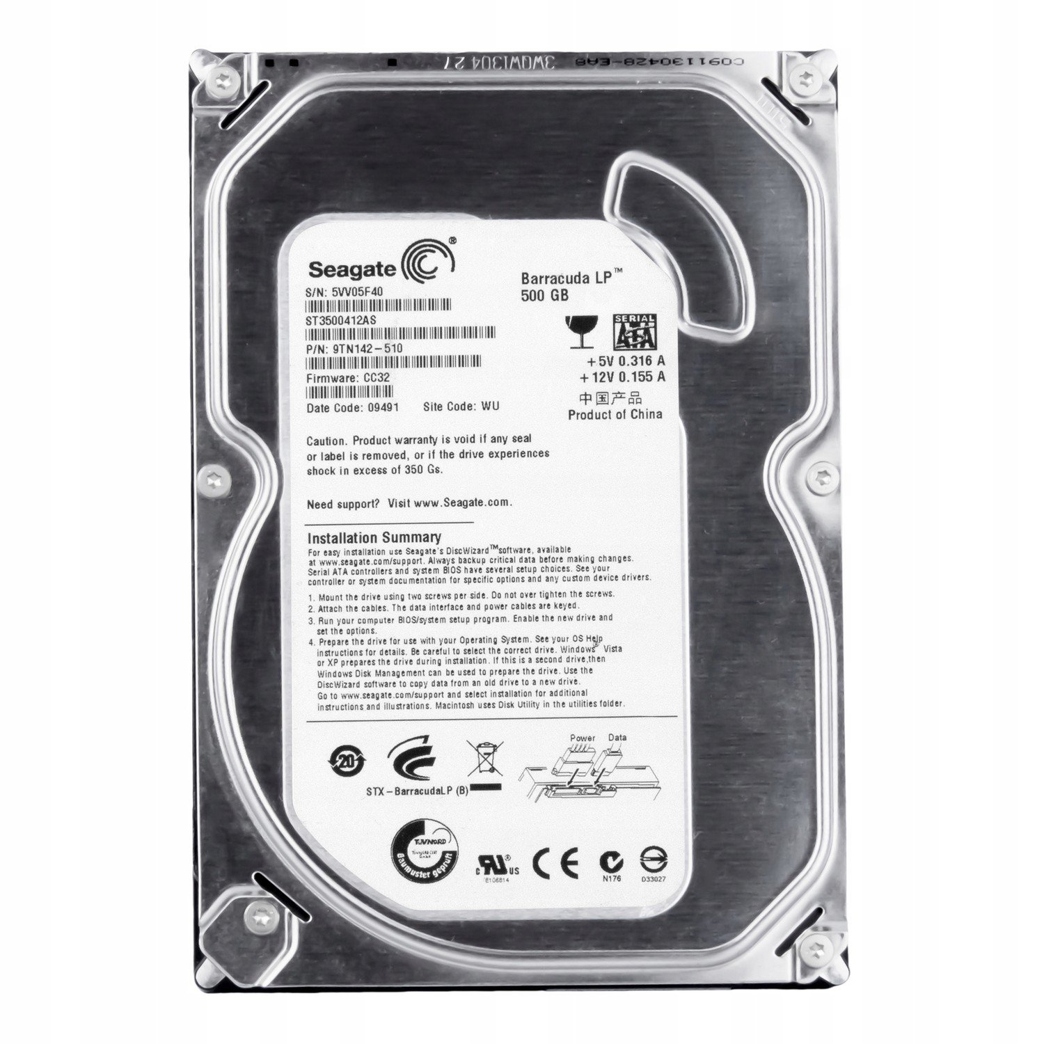 Seagate ST3500412AS 500GB 5900K Sata II 16 Mb