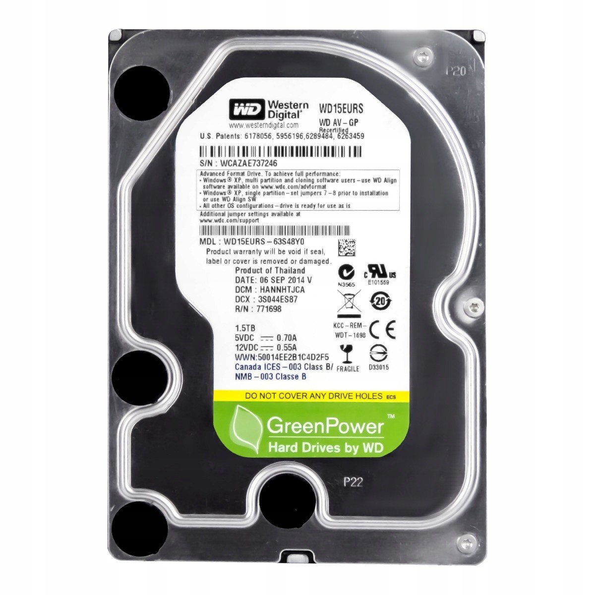 Wd Av-gp 1.5TB 5.4K Sata II 3.5'' WD15EURS-63S48Y0