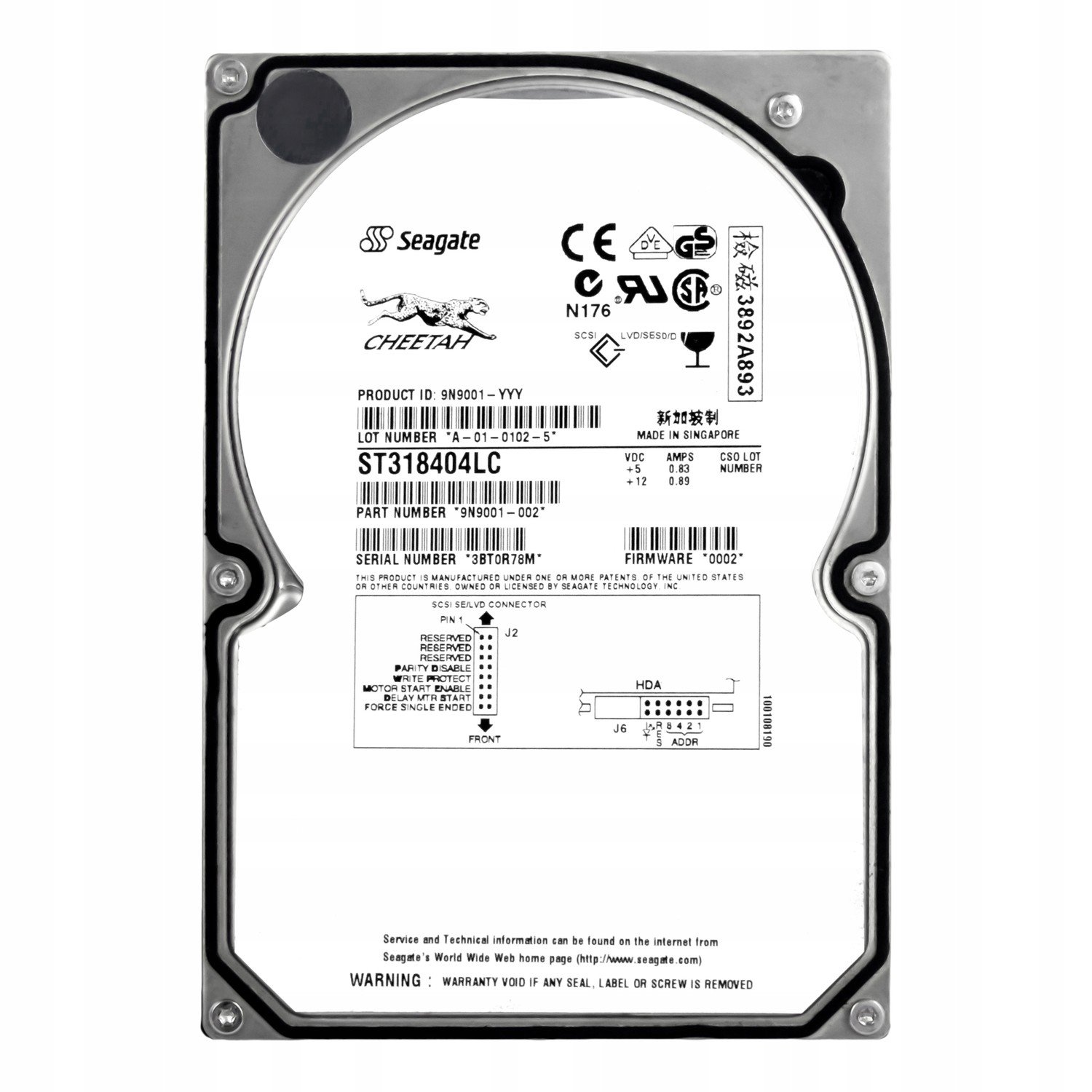 Seagate Cheetah 18GB 10K Scsi U160 3,5' ST318404LC