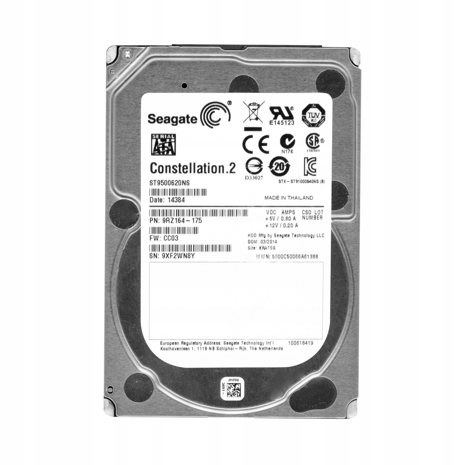 Seagate 500GB 7.2K 64MB Sata III 2.5'' ST9500620NS