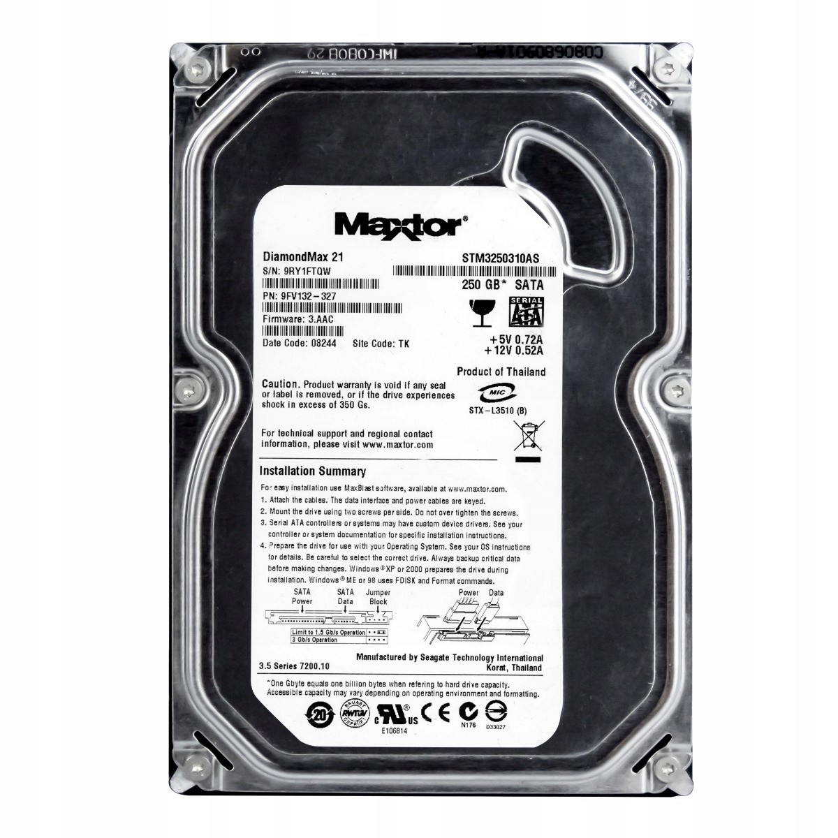 Maxtor 250GB 7.2k 8MB Sata II 3.5'' STM3250310AS