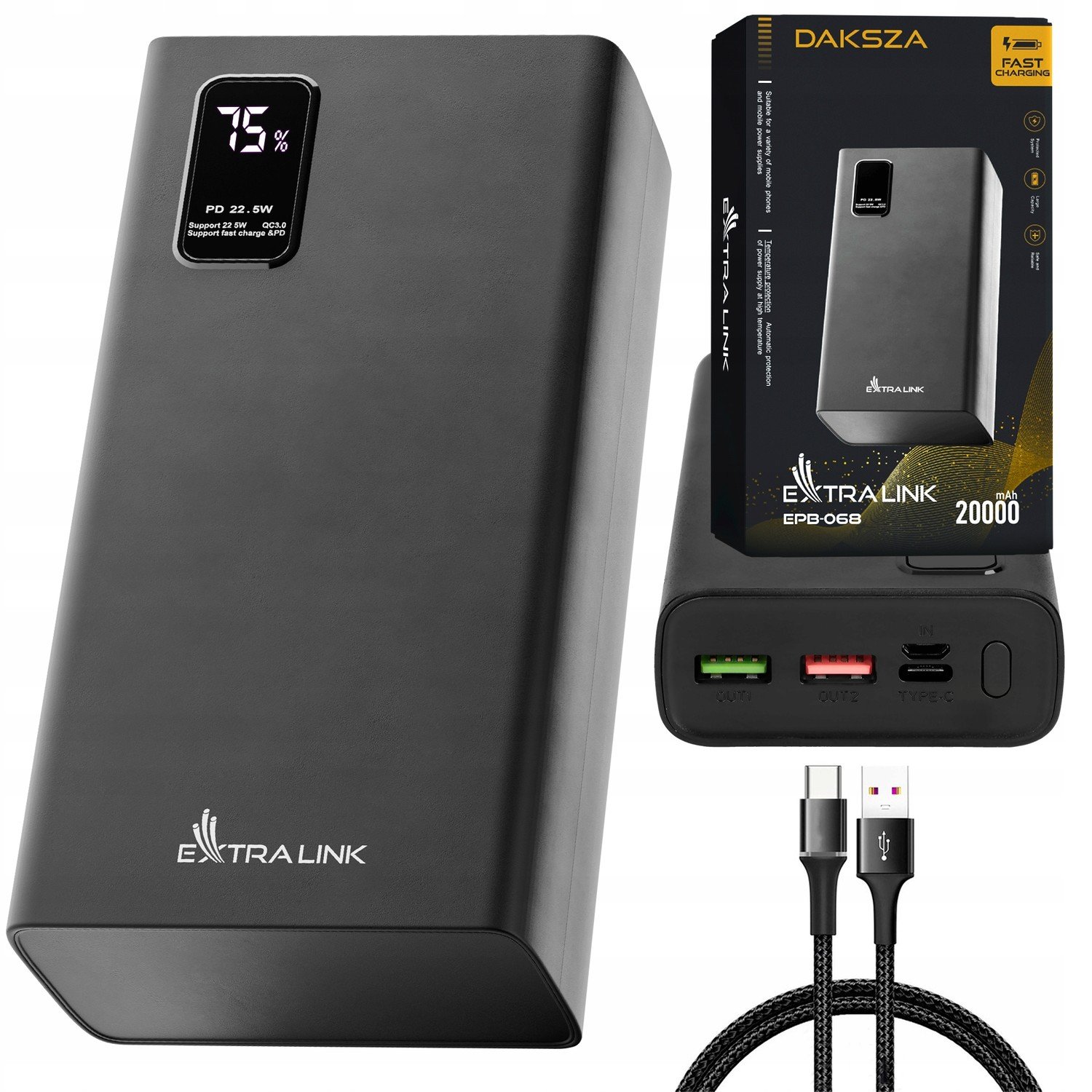 Powerbanka 20000mAh Fast Charging Usb-c Extralink