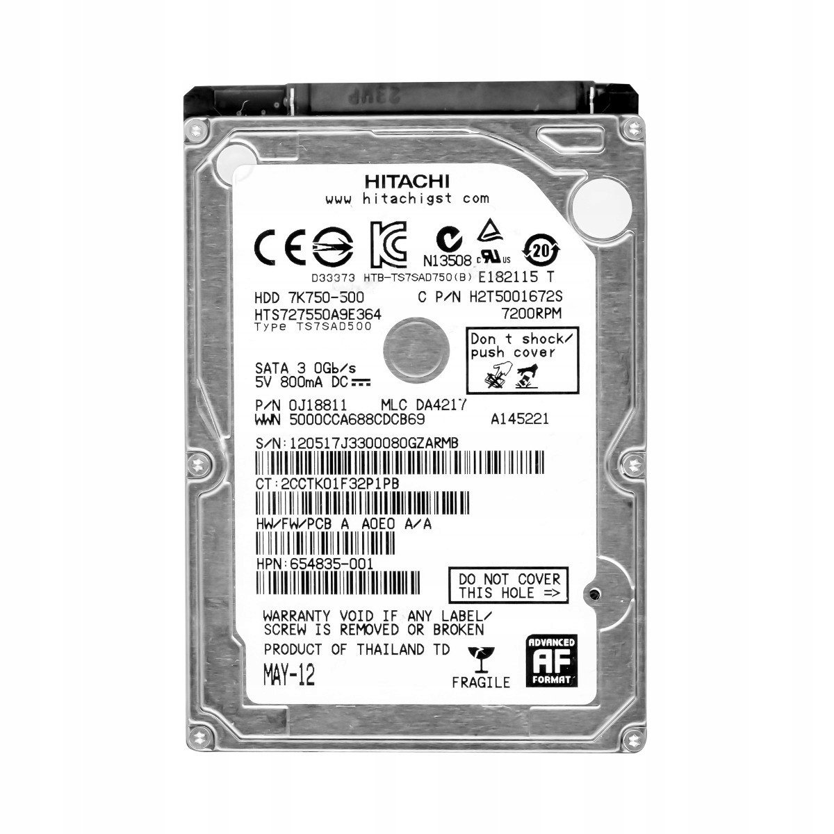 500GB 7.2k Sata II 2.5'' HTS727550A9E364