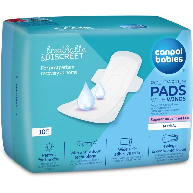 canpol babies Postpartum Pads With Wings porodnické vložky na den 10 ks