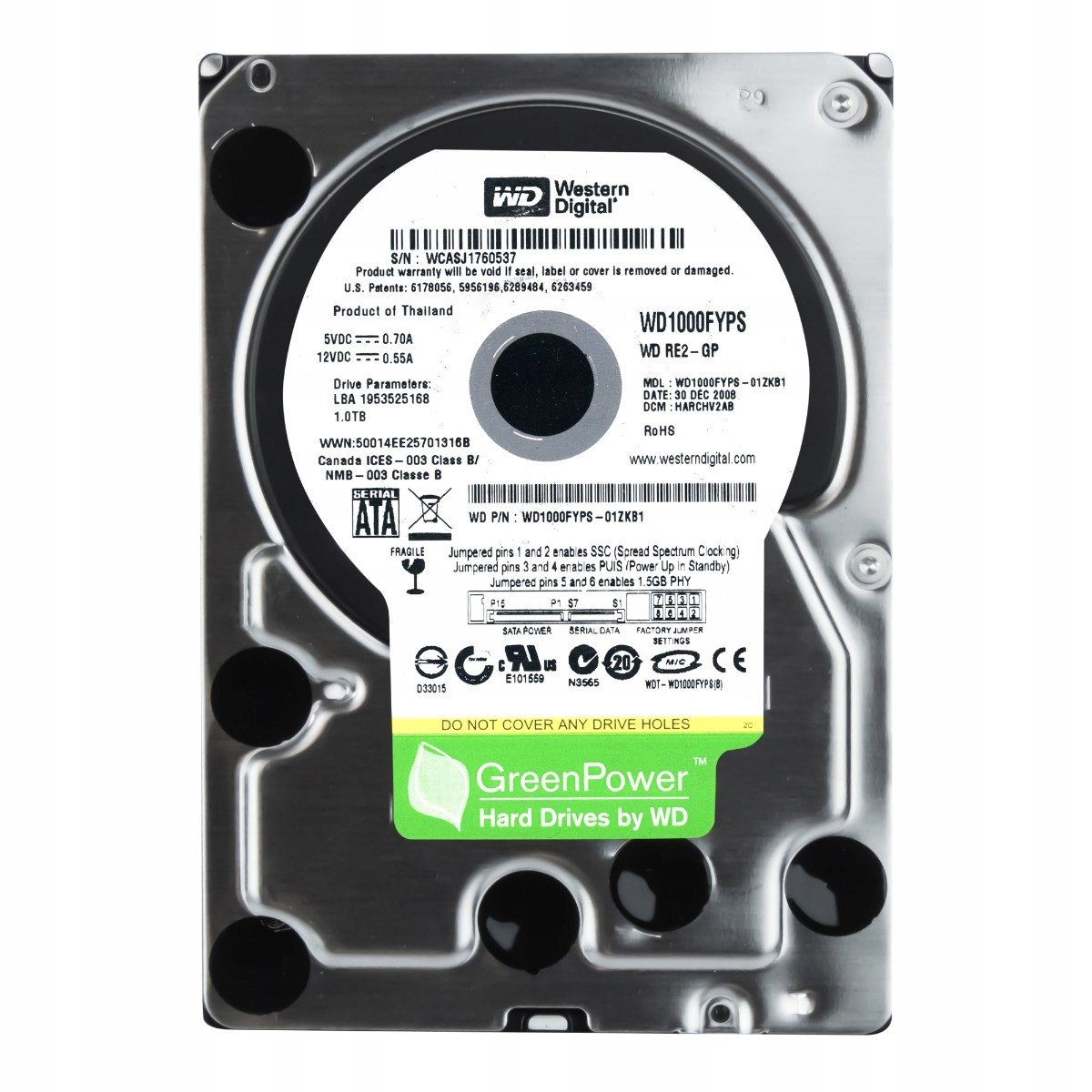 Wd RE2-GP 1TB 5,4K 16 Mb Sata II 3,5 '' WD1000FYPS