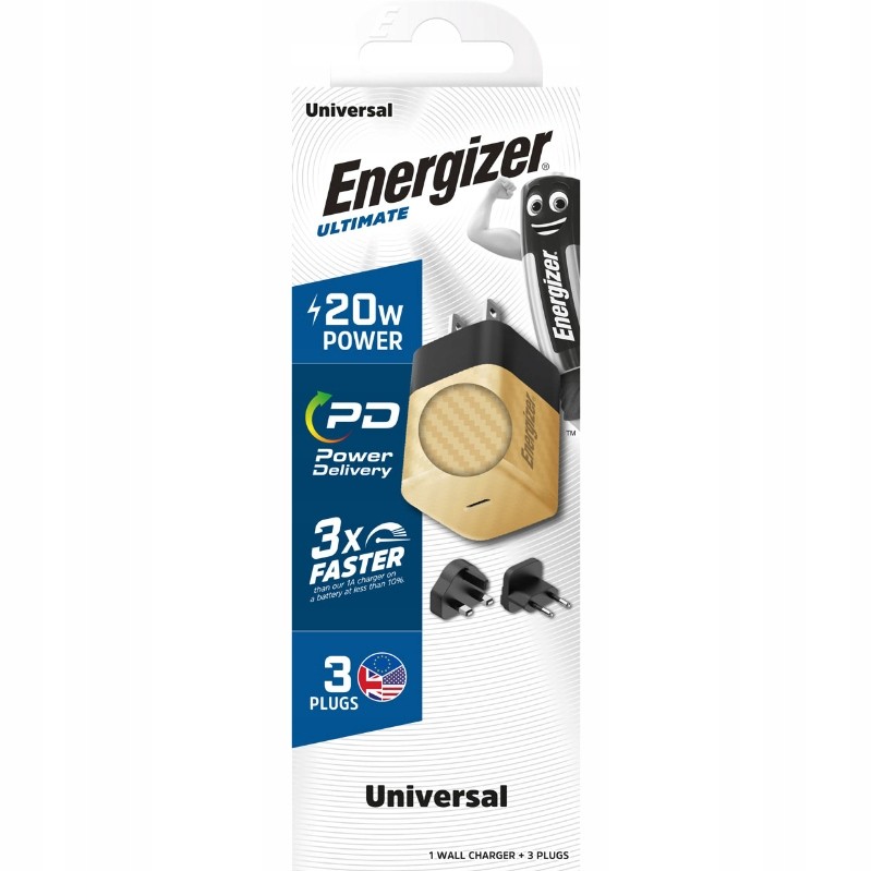 Energizer Cestovní nabíječka Eu/uk/us GaN 20W Pd