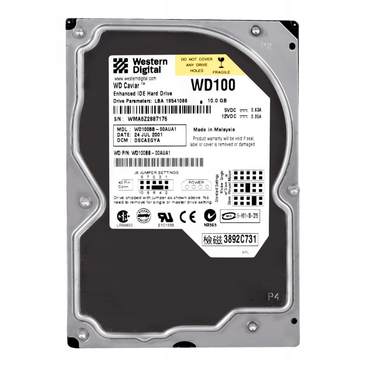 Wd Caviar 10GB 7.2K 2MB Ata 3.5'' WD100BB