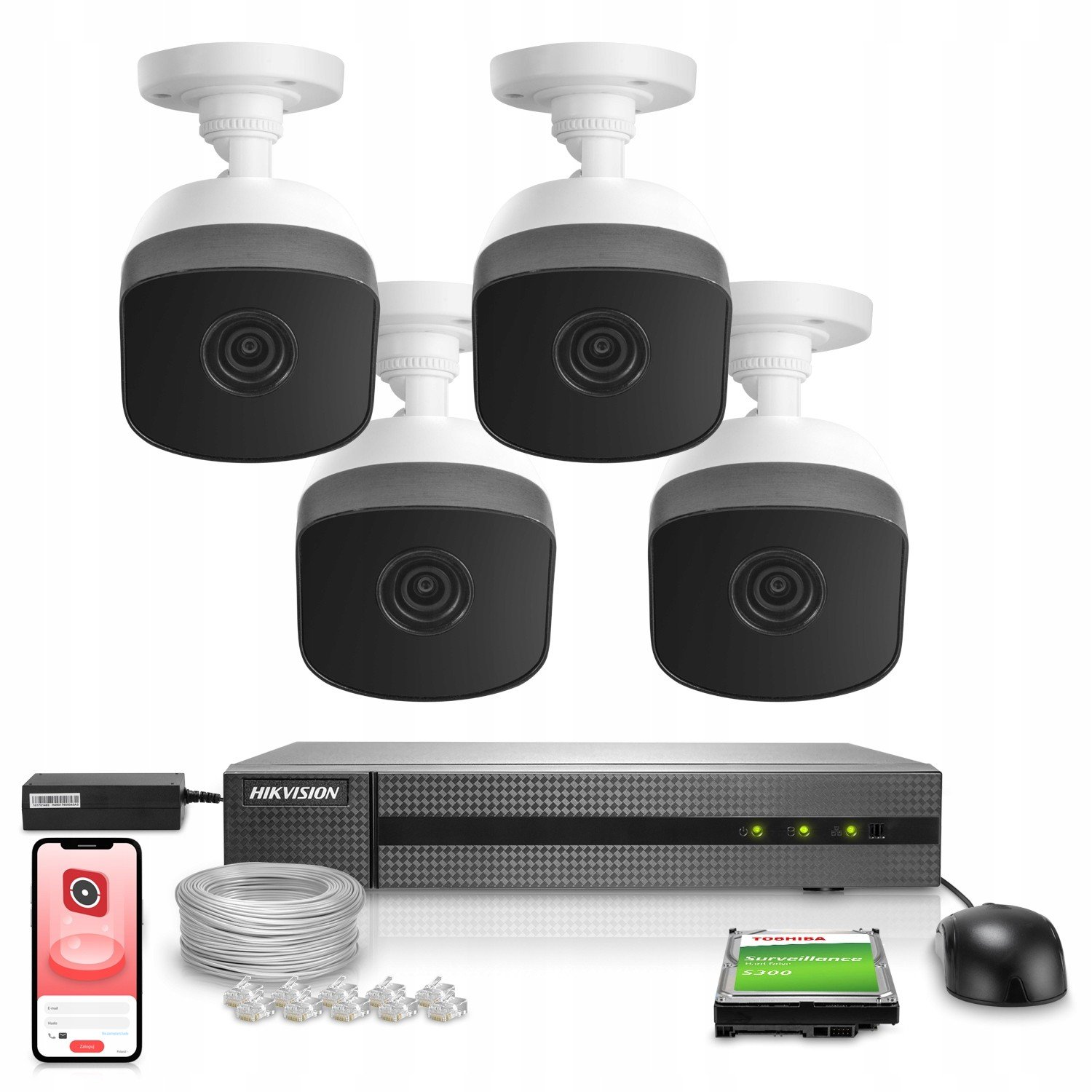 Hikvision Ip monitoring 4x FullHD IR30 1TB kamera